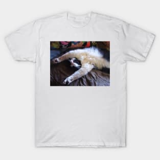 Tuxedo Cat Funny Cute Sleeping Upside-Down T-Shirt